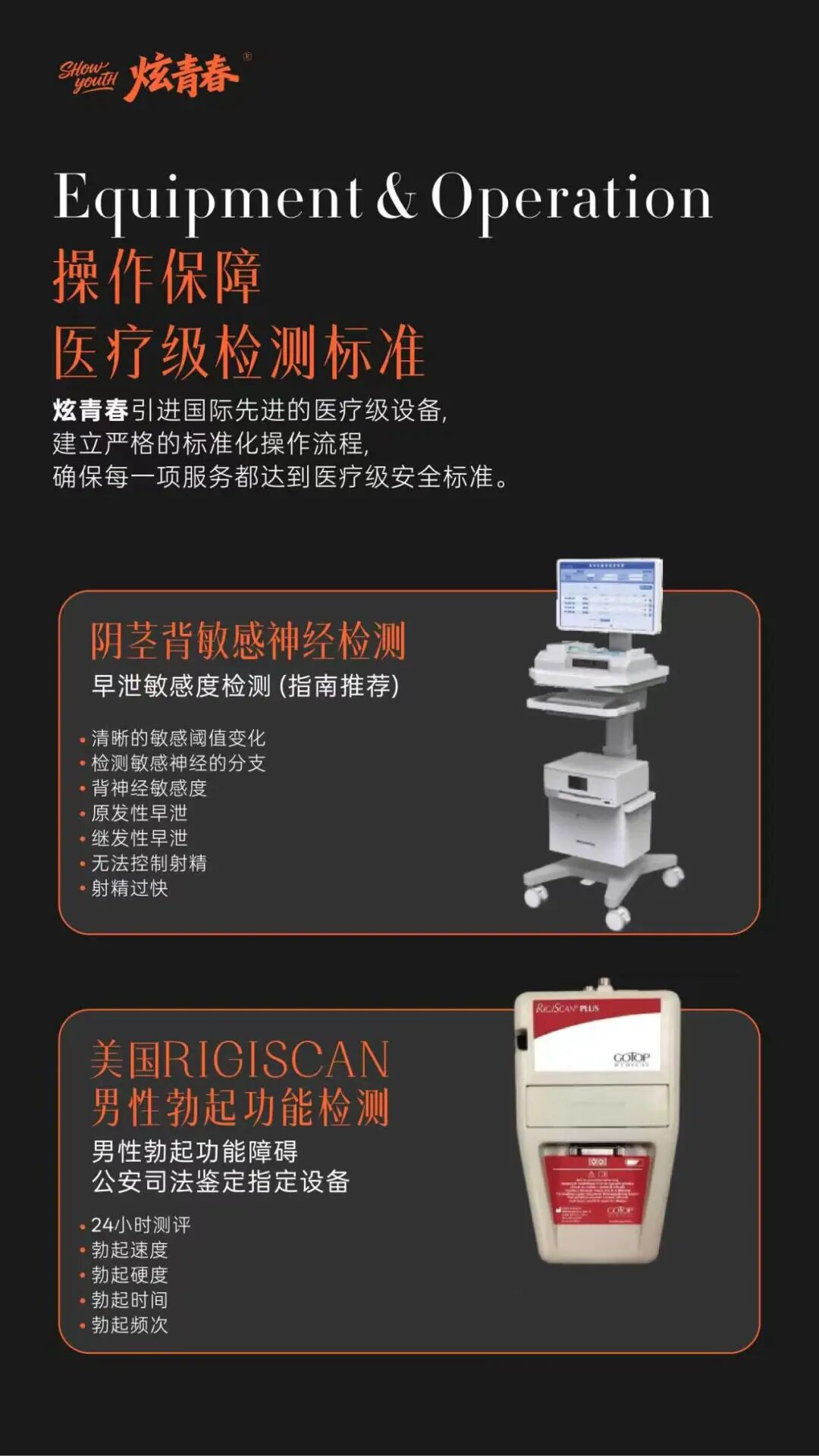 杭州炫青春男仕保养抗衰中心展示阴茎背敏感及男性男性机能检测设备
